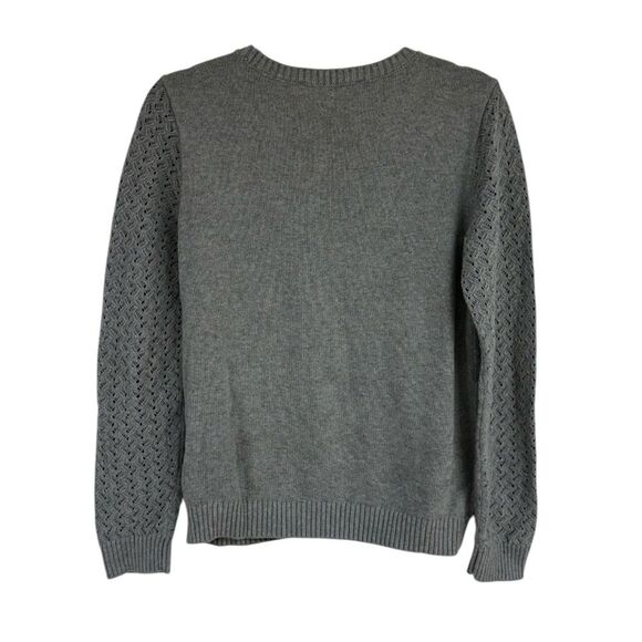 LOFT Women’s Textured Knit Pullover Sweater. Gray, Size Medium - Picture 2 of 8